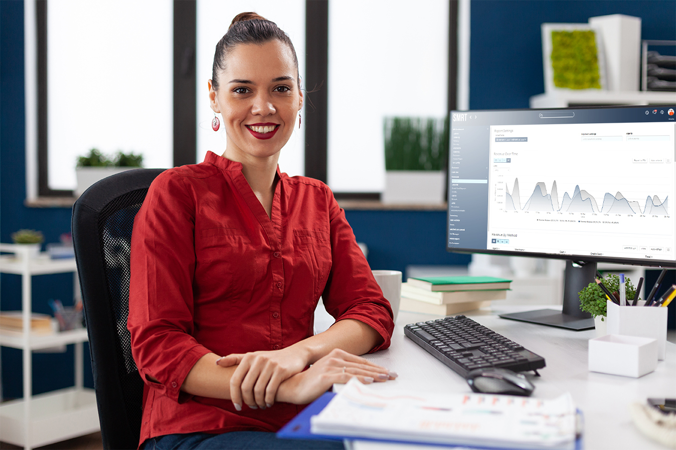 Woman at desk with computer